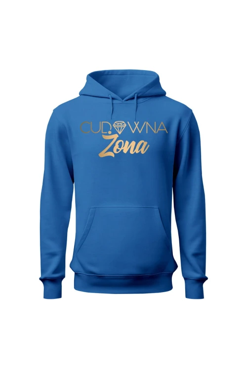 Bluza damska z kapturem Cudowna Żona - niebieska