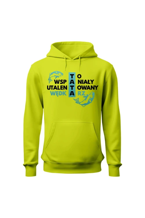 Bluza męska z kapturem Tata wędkarz - limonka