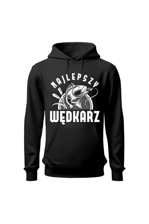 Bluza męska z kapturem Najlepszy wędkarz - czarna