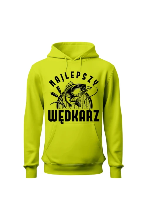 Bluza męska z kapturem Najlepszy wędkarz - limonka