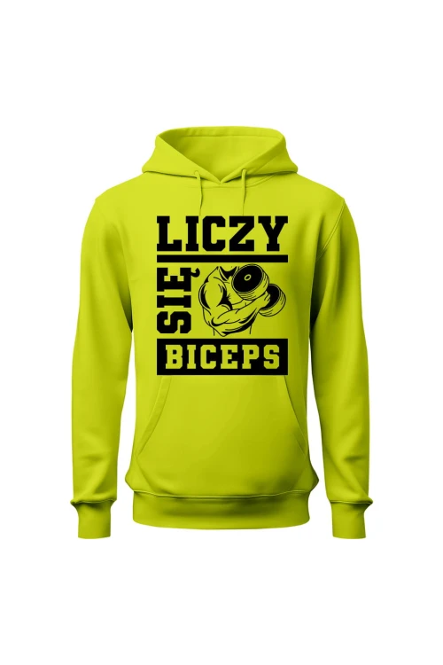 Bluza męska z kapturem Liczy się biceps - limonka