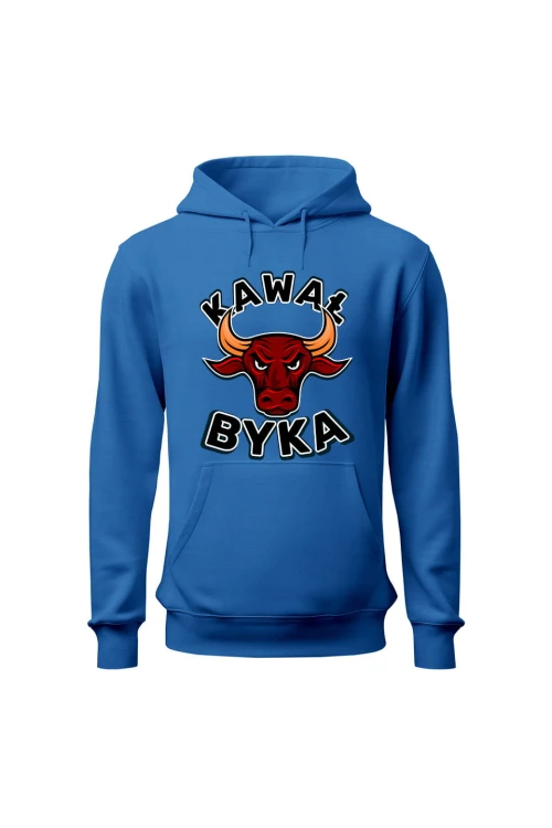 Bluza męska z kapturem Kawał byka - niebieska