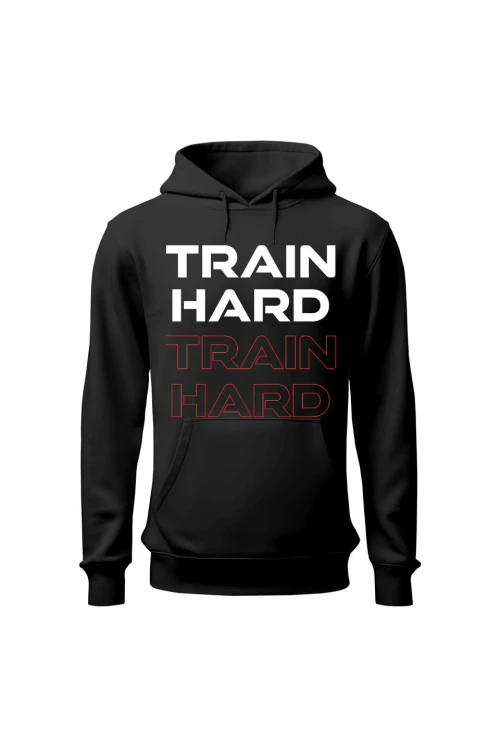Bluza męska z kapturem Train Hard - czarna