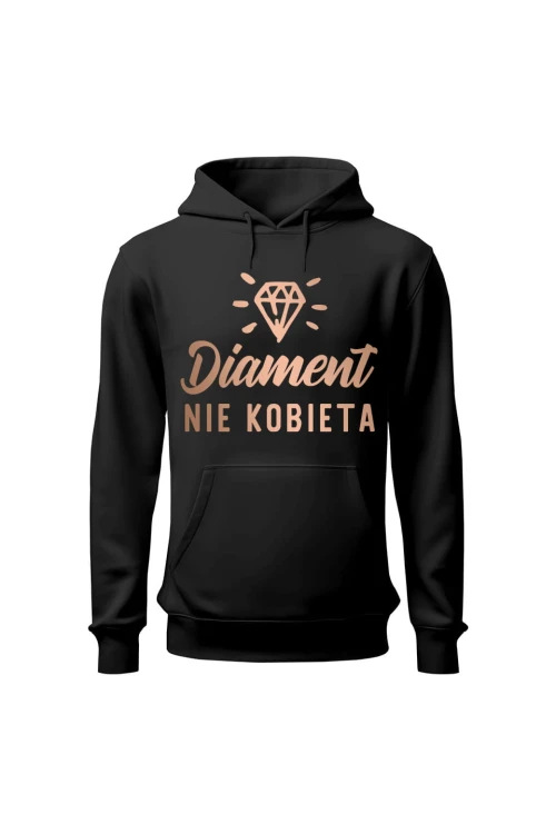 Bluza damska z kapturem Diament nie kobieta - czarna