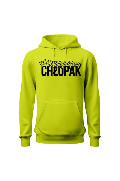 Bluza męska z kapturem Najfajniejszy chłopak - limonka