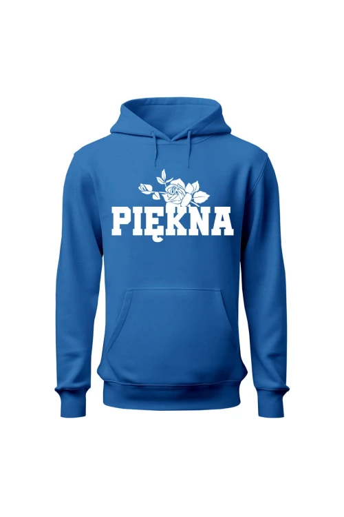 Bluza damska z kapturem Piękna - niebieska