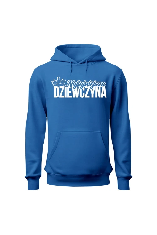 Bluza damska z kapturem Najfajniejsza dziewczyna - niebieska