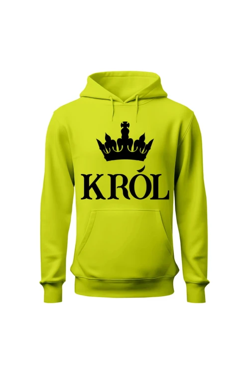 Bluza męska z kapturem Król - limonka