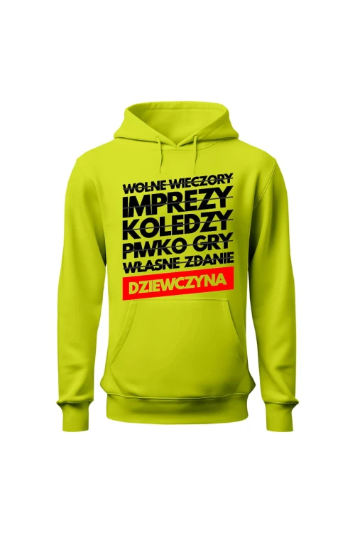 Bluza męska z kapturem Wolne wieczory imprezy koledzy piwko gry własne zdanie - limonka