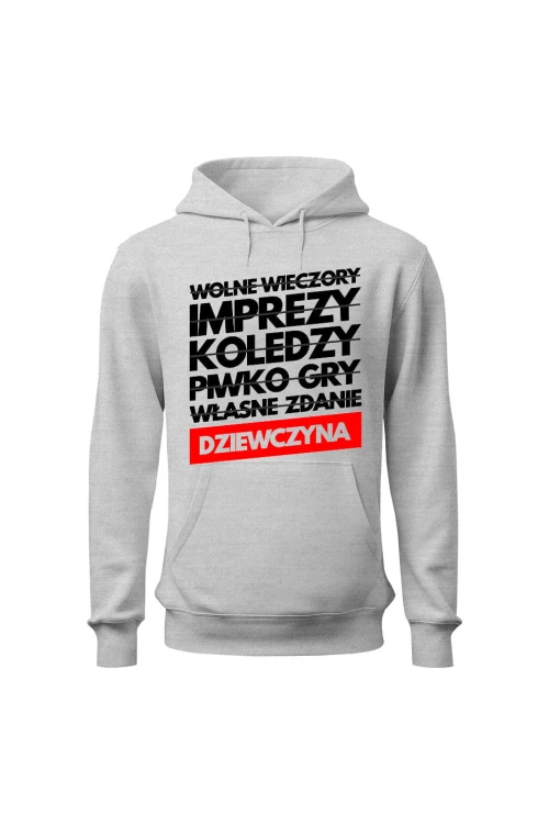 Bluza męska z kapturem Wolne wieczory imprezy koledzy piwko gry własne zdanie - szara