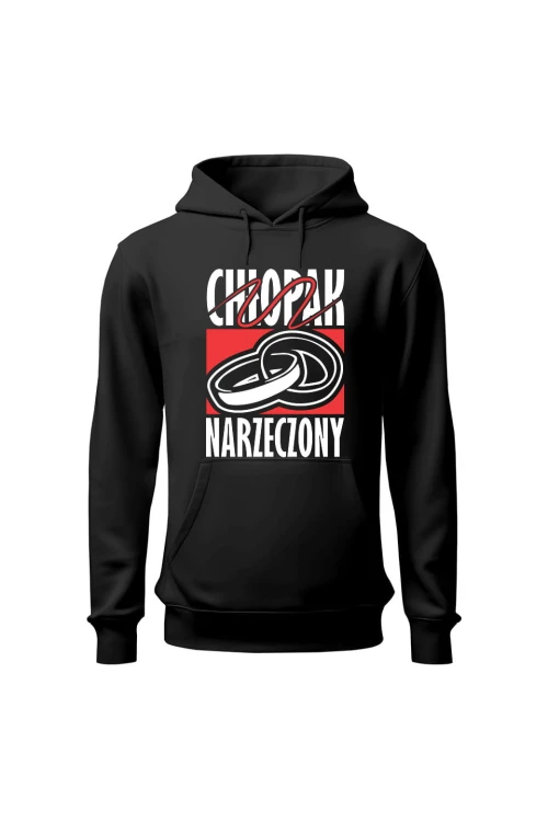Bluza męska z kapturem Chłopak Narzeczony - czarna