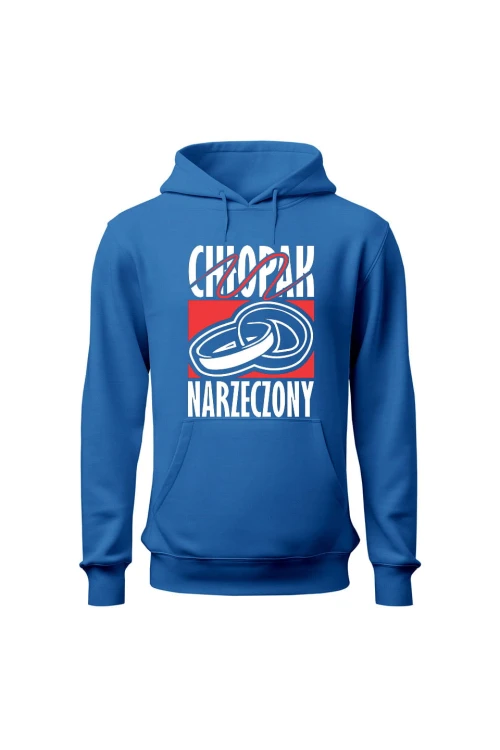 Bluza męska z kapturem Chłopak Narzeczony - niebieska