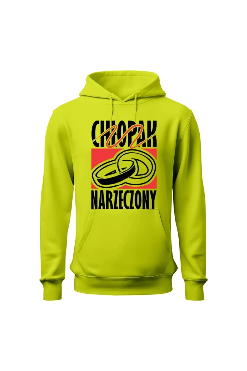 Bluza męska z kapturem Chłopak Narzeczony - limonka