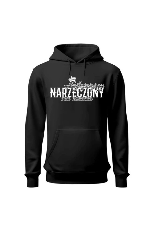Bluza męska z kapturem Najfajniejszy narzeczony na śweicie - czarna