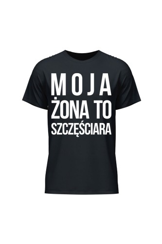 Koszulka męska Moja Żona to szczęściara - czarna
