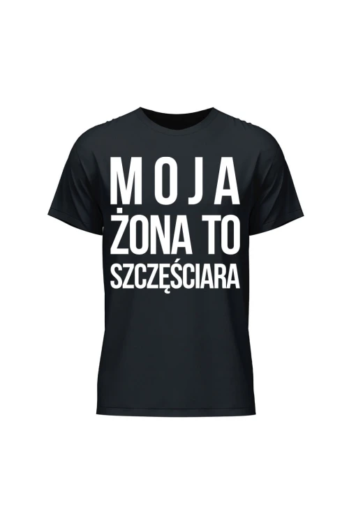 Koszulka męska Moja Żona to szczęściara - czarna