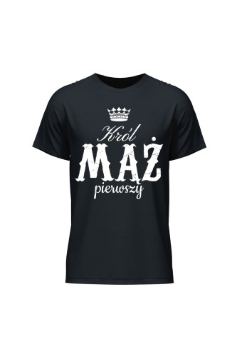 Koszulka męska Król Mąż pierwszy - czarna
