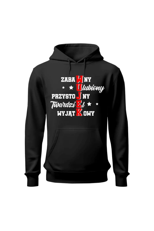 Bluza męska z kapturem Wujek cechy krzyżówka - czarna