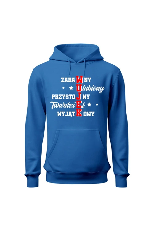 Bluza męska z kapturem Wujek cechy krzyżówka - niebieska
