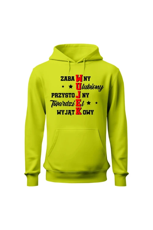 Bluza męska z kapturem Wujek cechy krzyżówka - limonka