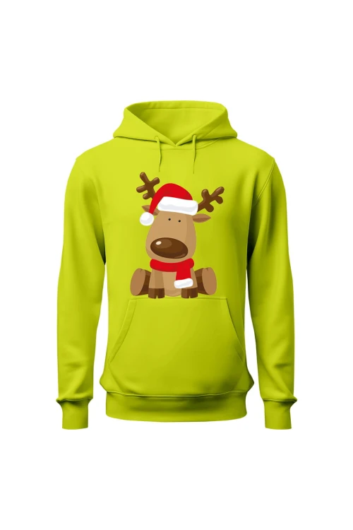 Bluza męska z kapturem Słodki Baby Renifer - limonka
