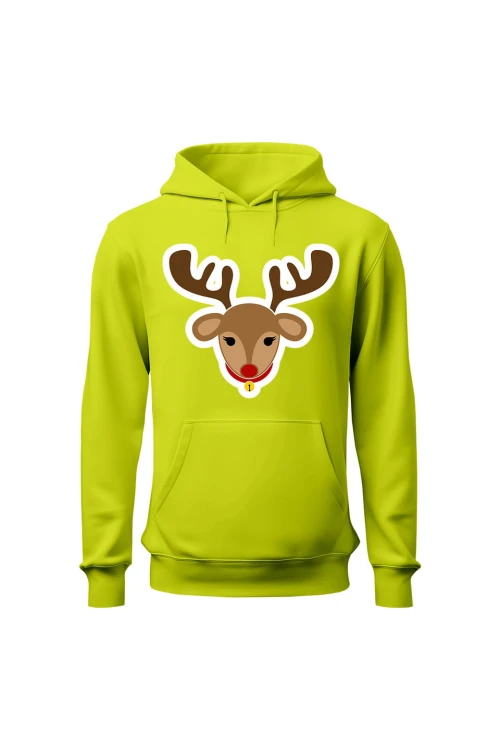 Bluza męska z kapturem Z nadrukiem renifera - limonka