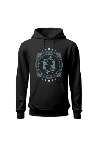 Bluza męska z kapturem Ryby - czarna
