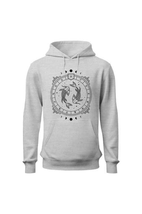 Bluza męska z kapturem Ryby - szara