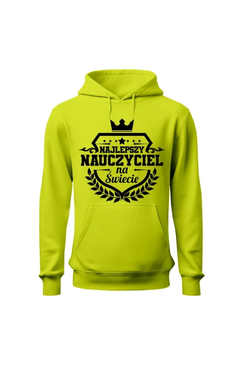 Bluza męska z kapturem Najlepsz nauczyciel na świecie - limonka
