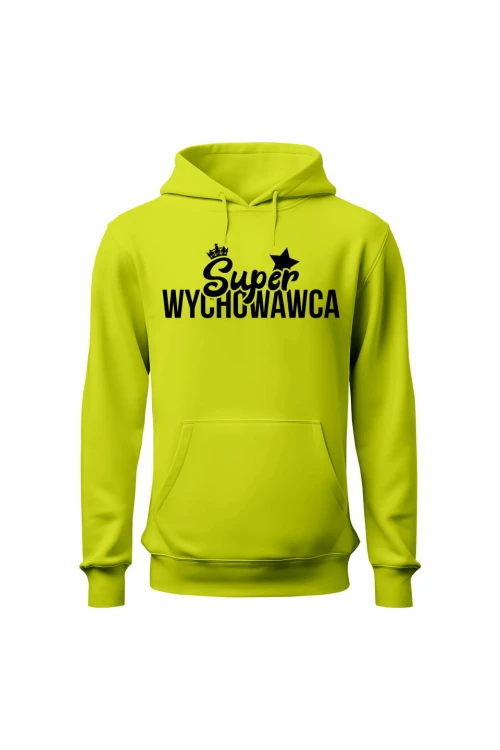 Bluza męska z kapturem Super wychowawca - limonka