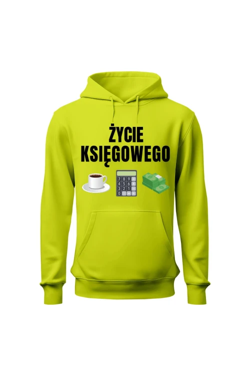 Bluza męska z kapturem Życie księgowego - limonka