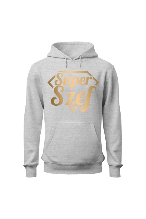 Bluza męska z kapturem Super szef - szara