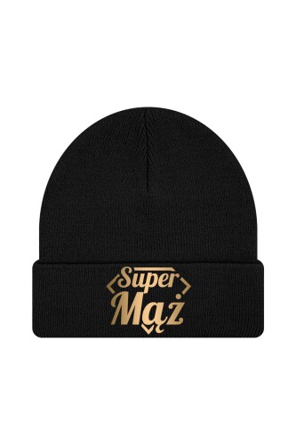 Czapka zimowa Super Mąż - czarna