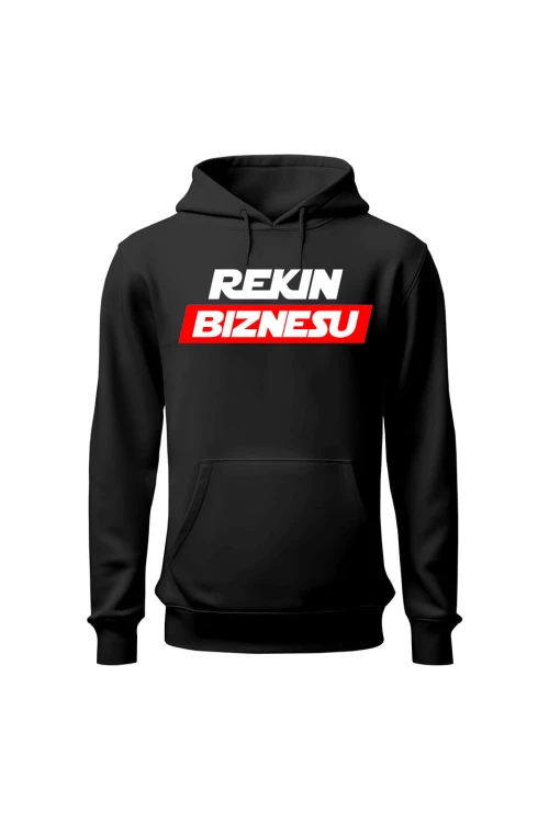 Bluza męska z kapturem Rekin biznesu - czarna