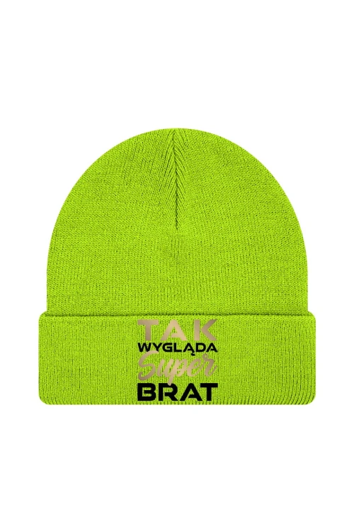 Czapka zimowa Tak wygląda super brat - limonka