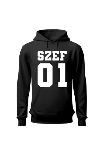 Bluza męska z kapturem Szef 01 - czarna