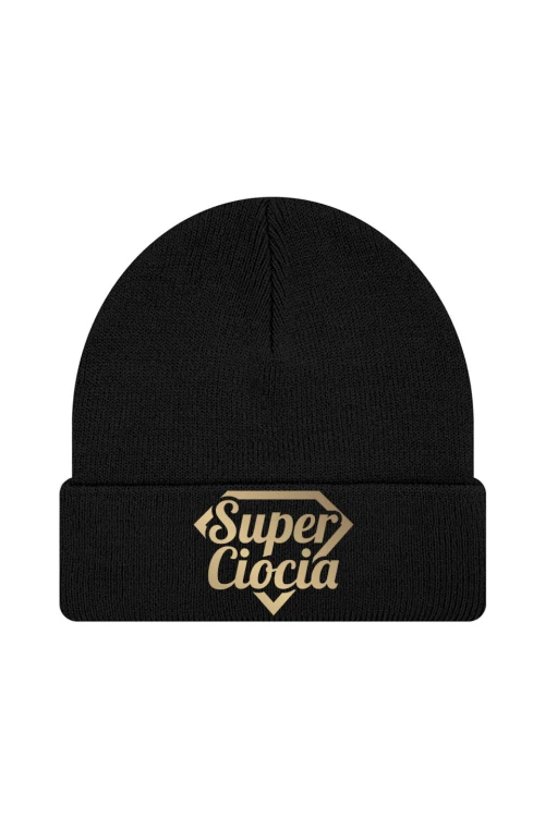 Czapka zimowa Super ciocia - czarna