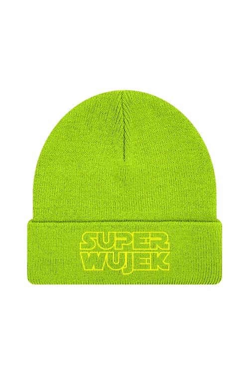 Czapka zimowa Super wujek żółty napis - limonka