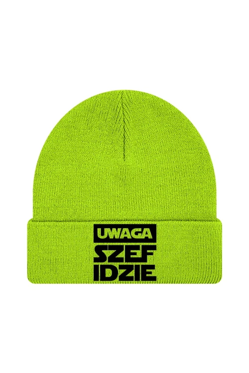 Czapka zimowa Uwaga szef idzie - limonka