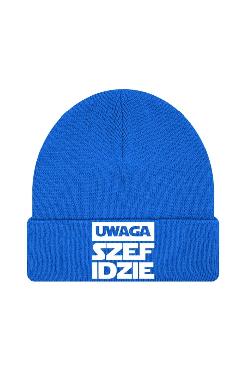 Czapka zimowa Uwaga szef idzie - niebieska
