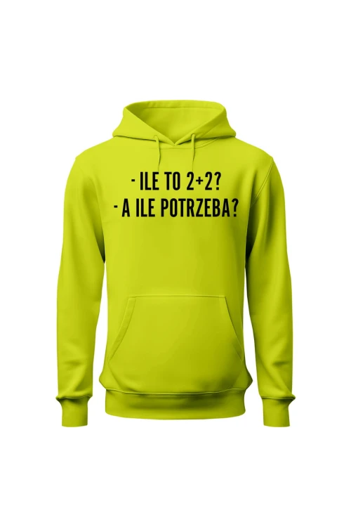 Bluza męska z kapturem Ile to 2+2? A ile potrzeba? - limonka