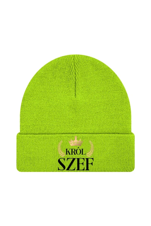 Czapka zimowa Król szef - limonka
