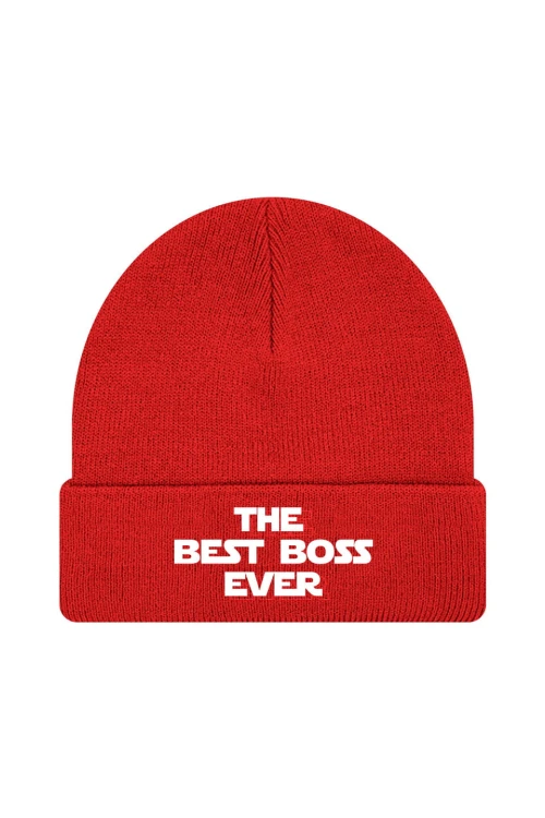 Czapka zimowa The best boss ever - czerwona