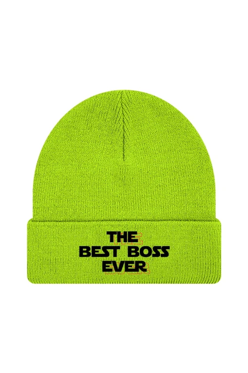 Czapka zimowa The best boss ever - limonka