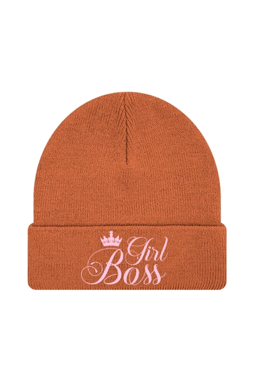 Czapka zimowa Girl Boss - pomarańczowa