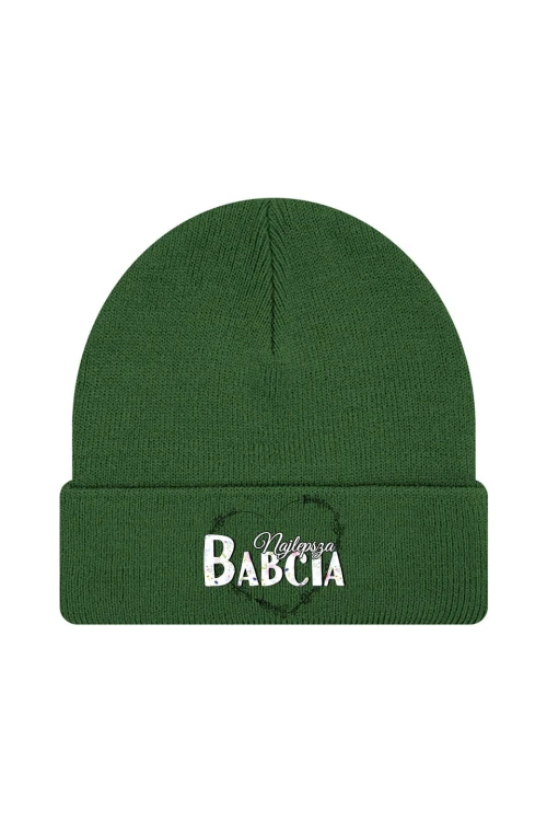 Czapka zimowa Najlepsza babcia - ciemnozielona