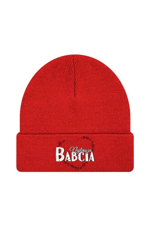 Czapka zimowa Najlepsza babcia - czerwona
