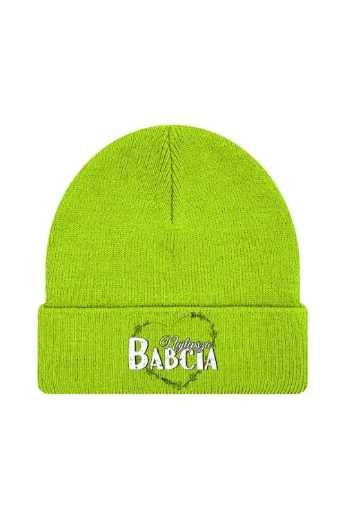 Czapka zimowa Najlepsza babcia - limonka