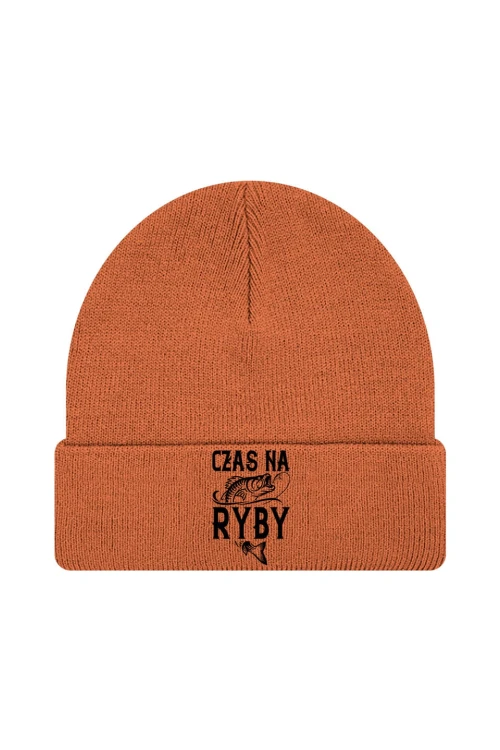 Czapka zimowa Czas na ryby - pomarańczowa