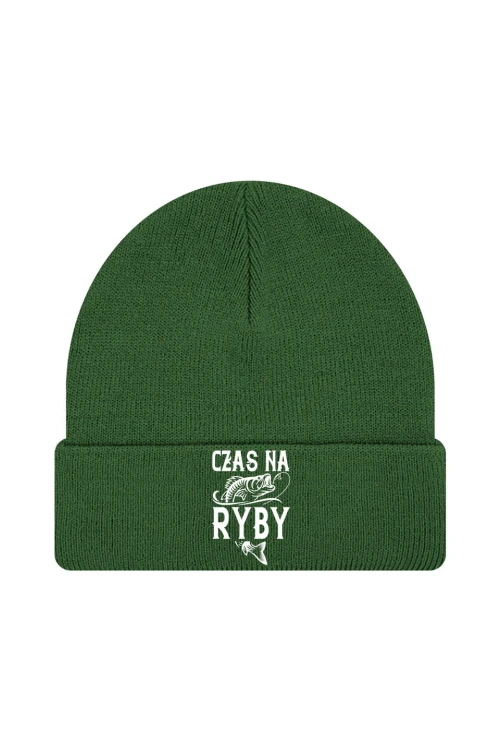Czapka zimowa Czas na ryby - ciemnozielona